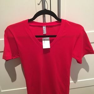 American Apparel Red V Neck T-shirt XXS